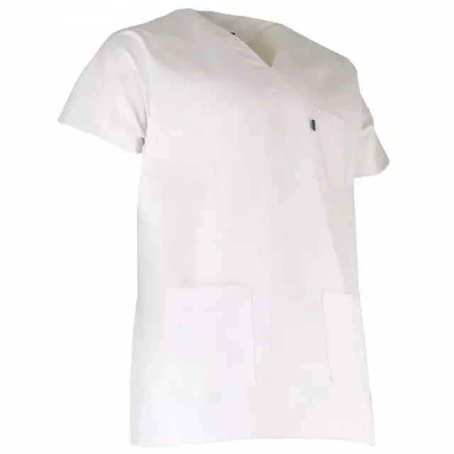 Weiße medizinische Tunika LMA Bistouri 7042 - Kurzarm chirurgische Kasack Polycotton