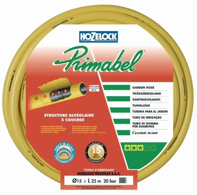 Tubo da Giardino Supaflex Primabel Giallo TRICOFLEX Ø15 mm 25m - Garanzia 15 Anni