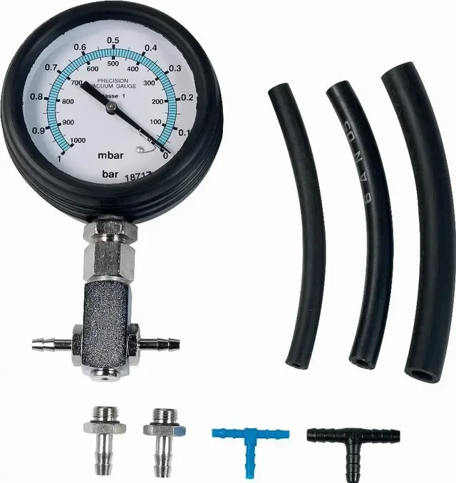 Vacuum Gauge 0-1 Bar SAM with Fittings - 100mm Pressure Gauge for Automotive Diagnostics