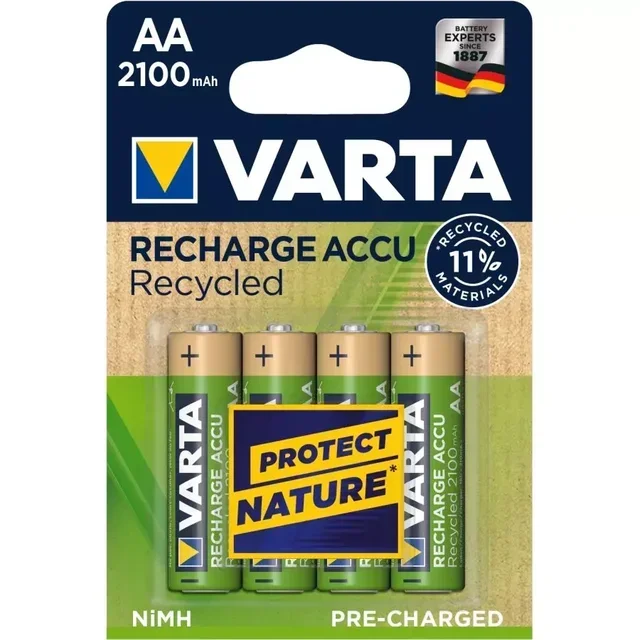 Piles rechargeables VARTA Accu Recycle AA 2100mAh lot de 4 écologiques