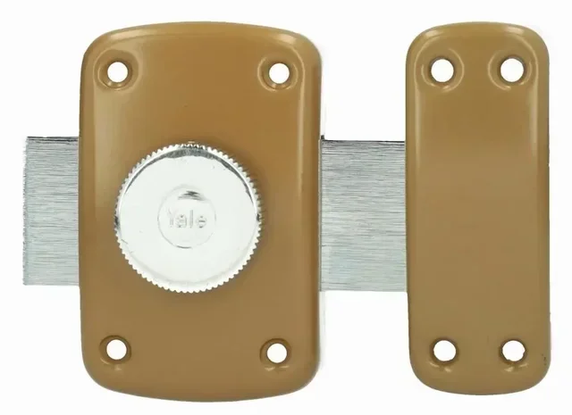 Cerradura Botón Yale YV10 Cilindro 23mm Marrón Dorado Seguridad 5 Pasadores