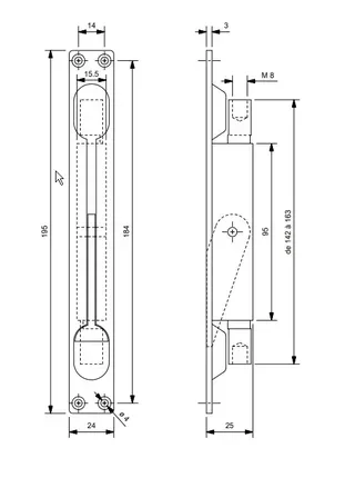 Verrou à levier encastrable PROQUINTER 860421 pour porte métallique et meuble - Serrure acier zingué