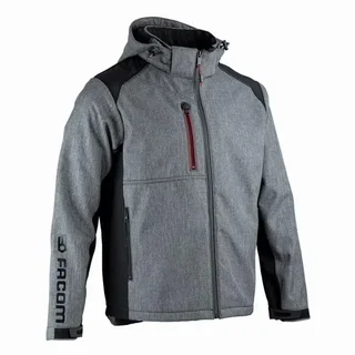 Chaqueta Softshell Hombre FACOM Trial Negro/Gris FXWW2020E - Cortavientos Técnico 3 Capas