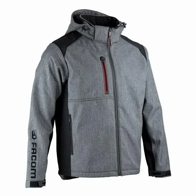 Chaqueta Softshell Hombre FACOM Trial Negro/Gris FXWW2020E - Cortavientos Técnico 3 Capas