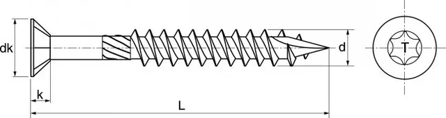 Vis à bois tête fraisée 6 lobes ACTON inox A2 platelage façade