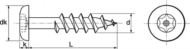 Vis à bois cylindrique 6 lobes inviolable ACTON inox A2 penture 62813