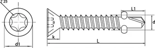 Selbstbohrende Bi-Metall-Schraube mit Flügeln Senkkopf 6-Lappen ACTON 62450