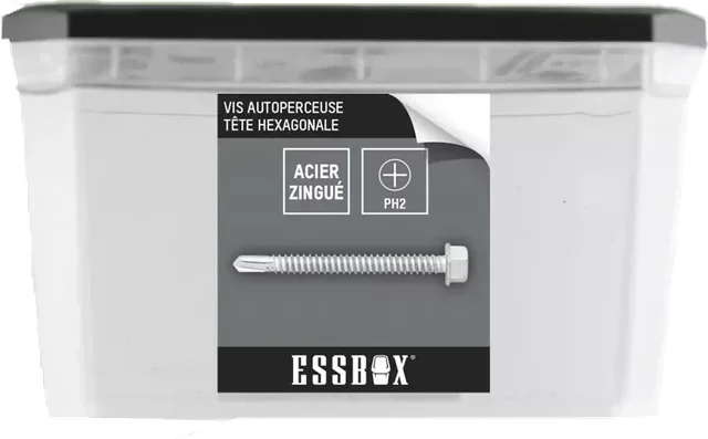 Selbstbohrende Sechskantschraube weiß verzinkt Ø6,3x38 mm Box 200 Stück SCELL-IT ESSBOX