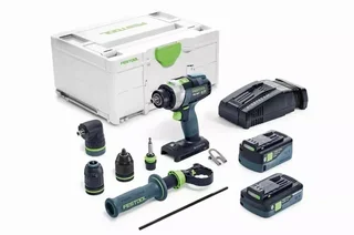 Perceuse-visseuse Festool TPC 18/4 5,2/4,0 Ah avec percussion, 4 vitesses, 50 Nm, système FastFix, Systainer³ inclus
