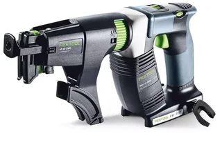 Visseuse plaquiste sans fil Festool DURADRIVE DWC 18-4500 Basic Systainer - Moteur EC-TEC, chargeur vis bande AF 55-DWC, stop-and-go, profondeur vissage contrôlée, batterie Compact 3-4 Ah, crochet échafaudage, embouts PH2, Systainer³ SYS3 M 187