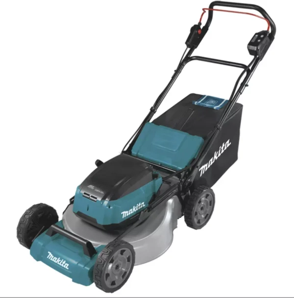 Tondeuse 53 cm 36 V (2 x 18 V Li-Ion) – MAKITA – 4 batteries 18v 5Ah + Chargeur double – DLM530PT4
