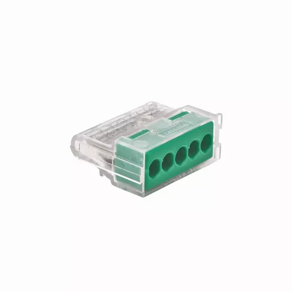 10 Bornes automatique pour câble rigide section de 1;5 à 2;5mm² en 5 trous DEBFLEX Vert – 704540