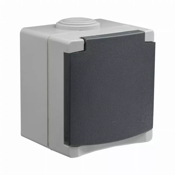 Appareillage en saillie étanche IP65 prise 2P+T 16 ampères DEBFLEX Gris – 730120