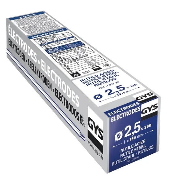 Etui de 230 électrodes GYS Rutiles Acier E6013 Ø2.5mm – 085039