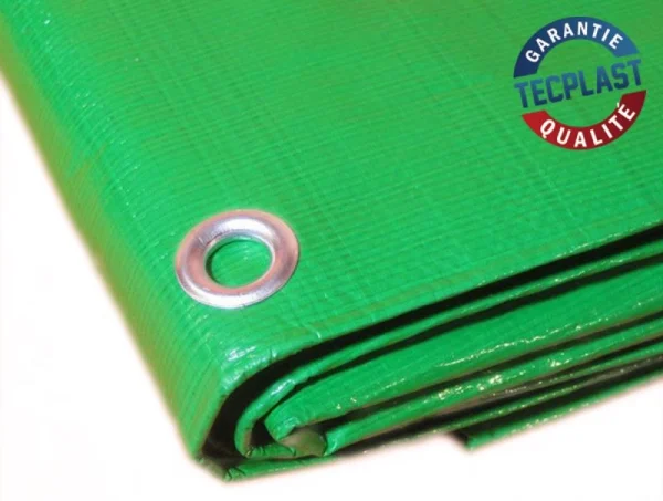 Bâche pro 250 g/m² TECPLAST – vert – 5 x 8 m – BA2505X8