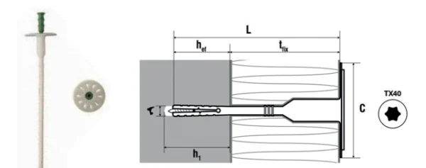 Boîte 200 Fixations d’isolant à visser 8×175 mm vis acier SCELL-IT – FITORX08175