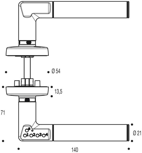 0820055 Ens a code handle sur rosace chromé gamme velours 4320 gauche