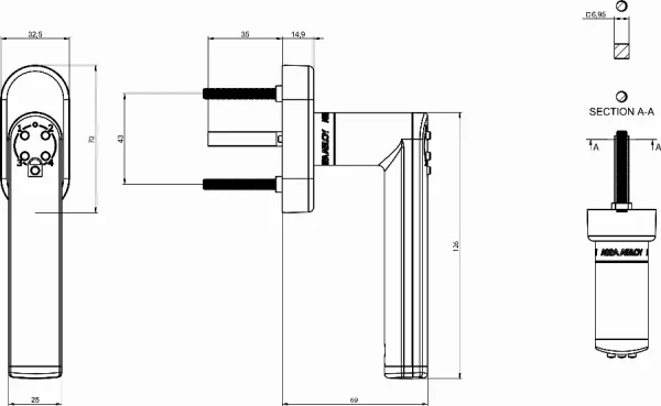 0820055 Ens a code handle sur rosace chromé gamme velours 4320 gauche