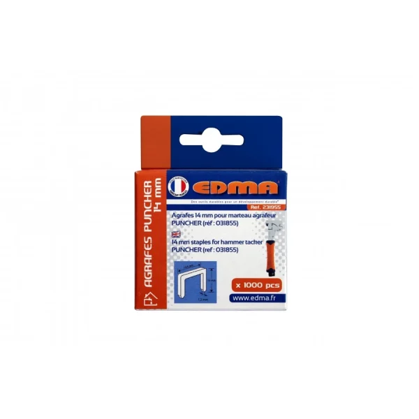 Boite de 1000 agrafes EDMA Spécial Puncher – 14 mm – 231955
