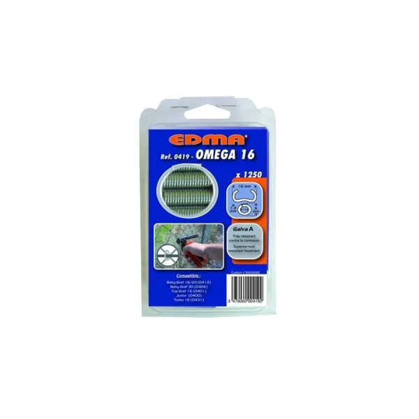 Agrafes galvanisées Omega 16 EDMA 1250 pièces – 419