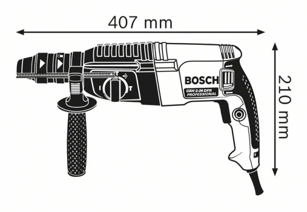 Perforateur BOSCH SDS-plus GBH 2-26 Professional – 830W 2.7J – Avec coffret et poignée – 06112A3000