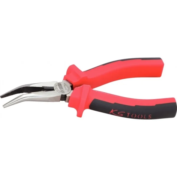 Pince à bec demi-ronde coudée KS TOOLS poignée bi-composants – 210 mm – 115.1019