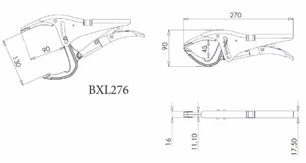 Pince-étau becs extra-longs DOLEX Ouverture 130 mm – BXL276