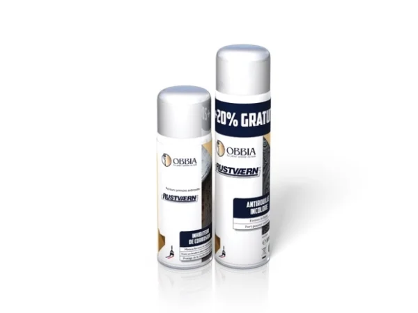 Vernis antirouille OBBIA RUSTVAERN Spray – Noir – Flacon de 500ml – RUSTSPN