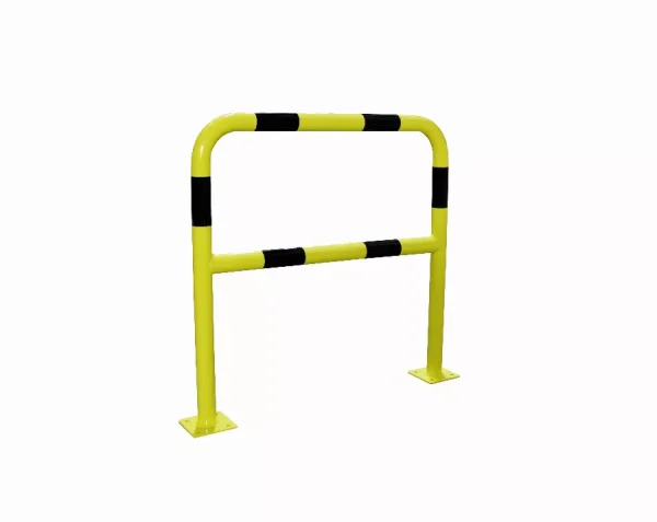Barrière de protection noire et jaune avec platine 150 x 150 mm VISO – acier galva – 2000 x 1000 m – Ø40 mm – BAR420NJ