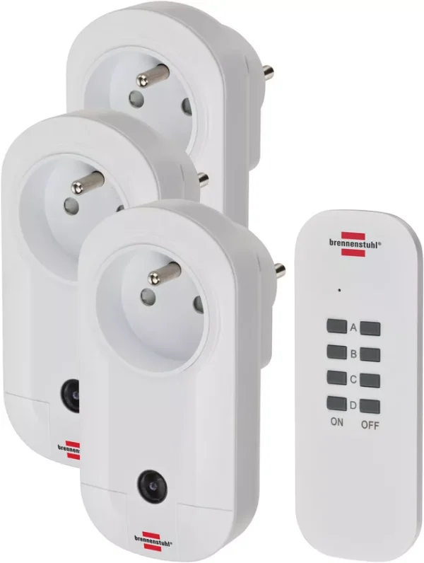 Set de prises télécommandées BRENNENSTUHL Comfort-Line – 3 prises pour l’intérieur – 1507041