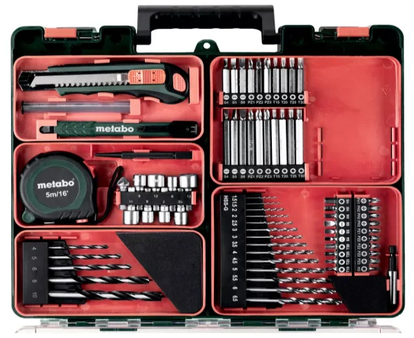 Perceuse visseuse METABO BS 18 Set + 2 batteries 18V 2.0Ah; chargeur + Coffret Atelier mobile – 602207880