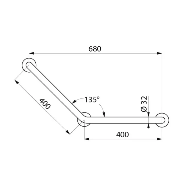 Barre d’appui à 135° 3 points Basic Ø32 400×400 DELABIE Blanc – 35082W