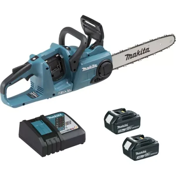 Tronçonneuse 36V (2x18V) LXT 35 cm – MAKITA – avec 2 batteries 18V 3.0Ah – chargeur rapide – DUC353RF2