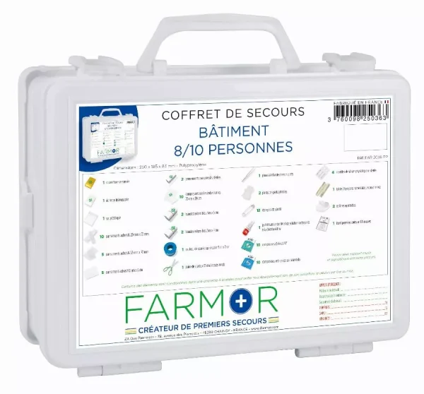 Coffret de secours FARMOR Bâtiment – 8/10 personnes – FAR2036PP