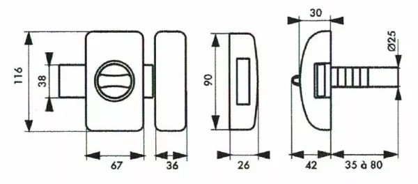 Verrou universel à bouton THIRARD cylindre languette HG5 + 3 clés – 0008047